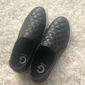 Slip on Vans style shoes - quilted black leather